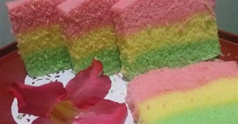 Resep Rainbow Cake Kukus Pandan Enak Dan Mudah Cookpad