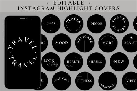 Black Instagram Highlight Covers Editable In Canva