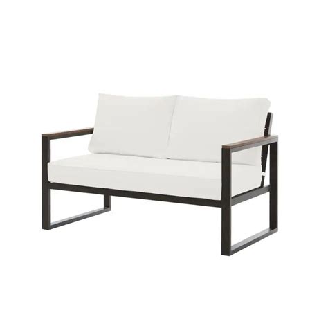 Hampton Bay West Park Black Aluminum Outdoor Patio Loveseat With