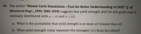 Solved The Article Monte Carlo Simulation Tool For Chegg