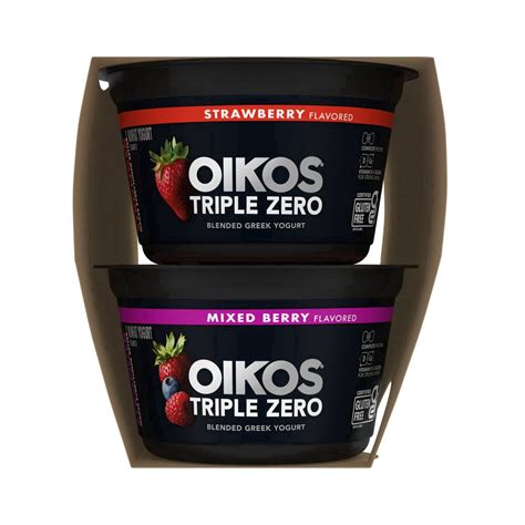 Oikos Triple Zero Strawberry And Mixed Berry Nonfat Greek Yogurt Pack