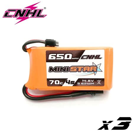 3pcs Cnhl Lipo 4s 14 8v 650mah Battery 70c Ministar With Xt30u Plug For