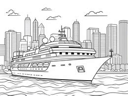 Nautical Cruise Ship Coloring Page - Coloring Page