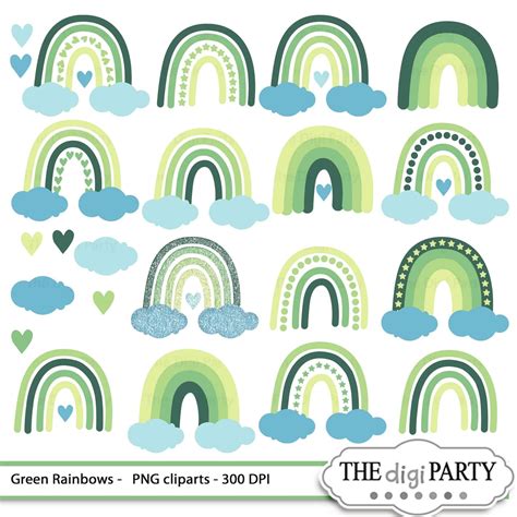 Gr Ner Regenbogen Clipart Regenbogen Grafik Mit Glitter Png Etsy