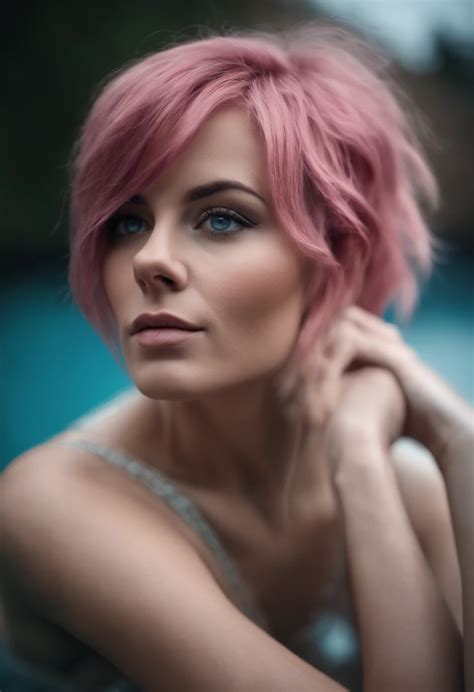 A Close Up Of A Woman With Pink Hair Posing For A Picture Seaart Ai