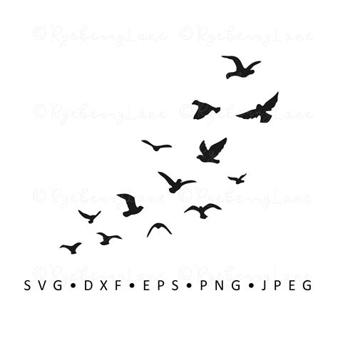 Flock Of Birds Flying Clipart Black