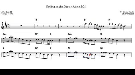 Rolling In The Deep Adele 2011 Alto Sax Eb Sheet Music Youtube