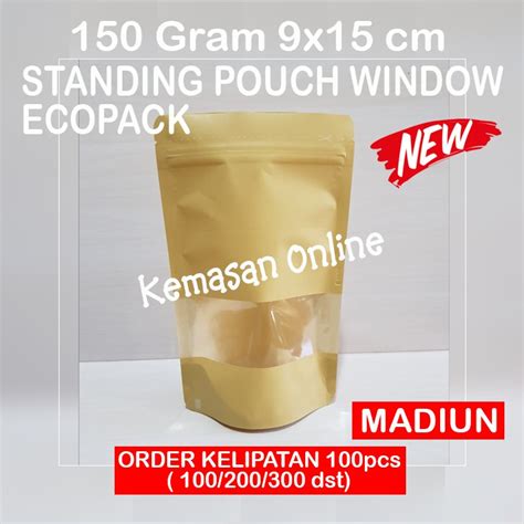 Jual KPACK 9x15cm Kemasan Standing Pouch Window Ecopack Litho Paper 150