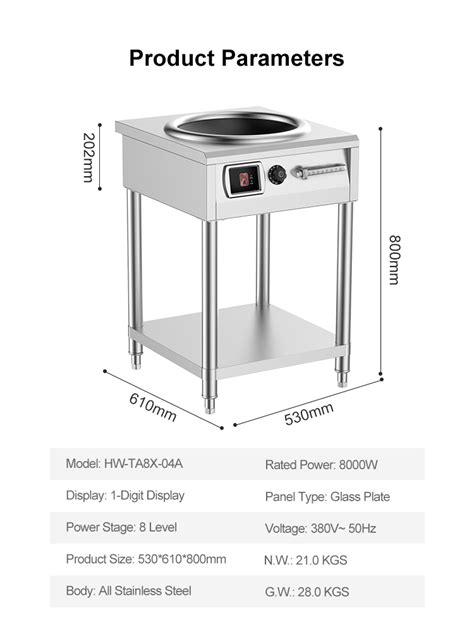 8kw Ac380v Commercial Concave Induction Cooker With Fixture Hw Ta8x 04aguangdong Highway