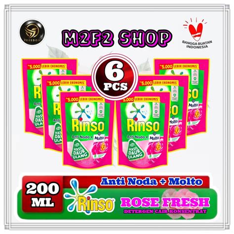 Jual Rinso Molto Cair Anti Noda Rose Fresh Sachet 200 Ml Kemasan 6