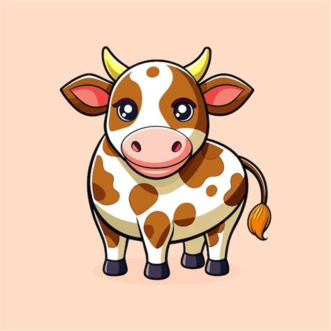 Caracter de desenho animado de vaca bonito ilustração de animal Vetor