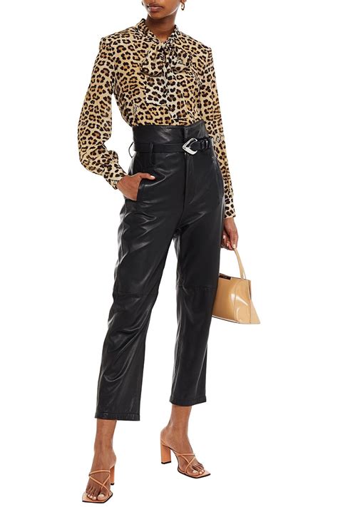 Boutique Moschino Pussy Bow Leopard Print Crepe De Chine Blouse The