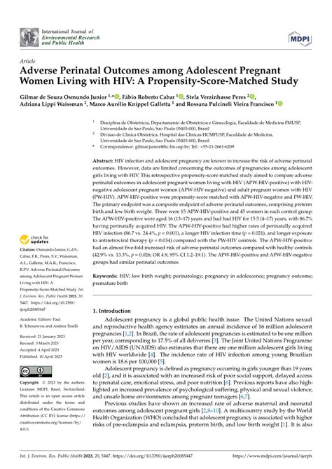 Pdf Adverse Perinatal Outcomes Among Adolescent Pregnant Women Living