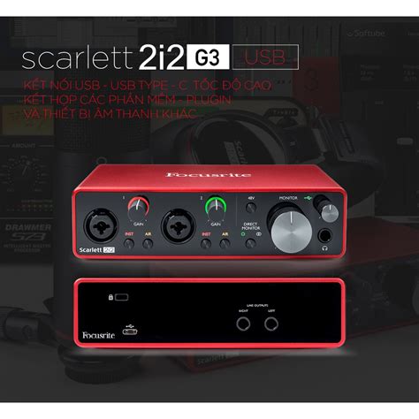 Sound card thu âm Focusrite Scarlett 2i2 Gen3 Soundcard cao cấp hỗ