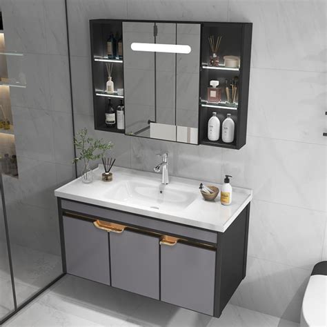 Wall-mounted Thickened Space Aluminum Bathroom Basin Cabinet Home ...