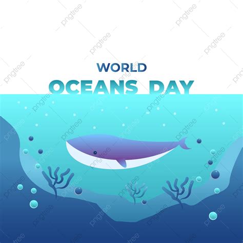 World Oceans Day Vector Art Png Blue Ocean And Whale World Oceans Day