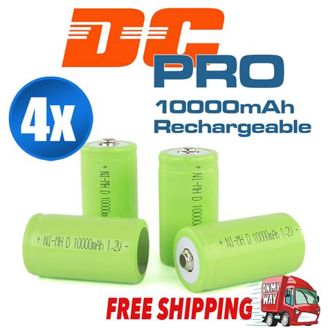 4x 10000mah D Size NI-MH Rechargeable Cell Battery 10000-mah NIMH ...