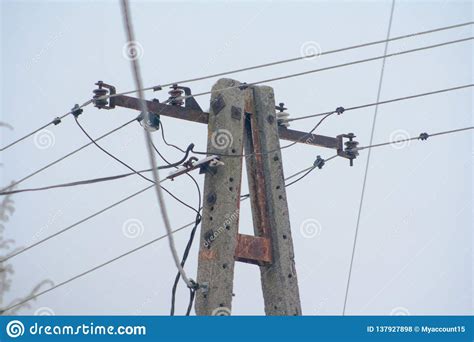 Old Concrete Electric Pole Stock Photo Image Of Background