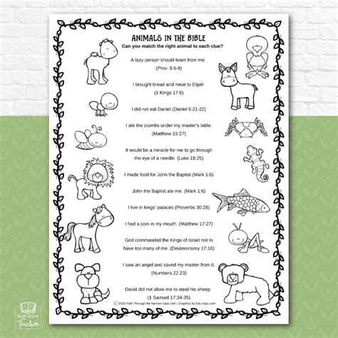 Animals In The Bible Activity Pages Kids Bible Teacher Clip Art Library