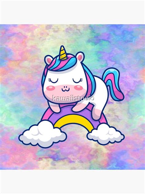 Rainbow Unicorn Poster By Kawaiistudio Redbubble