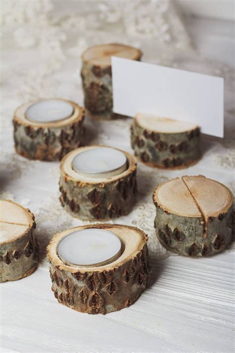 10 Set Rustic Candle Holders Woodland Wedding Centerpiece - Etsy