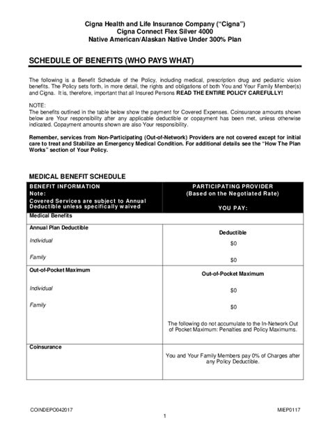 Fillable Online Cigna Connect Flex Silver Plan And Native American