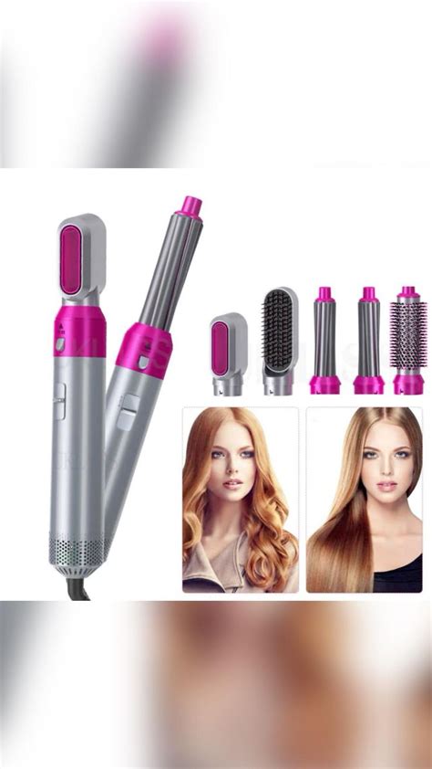 Hair Dryer Brush 5 In 1 Electric Blow Dryer Comb Hair Curling Wand Detachable Brush Kit Negative