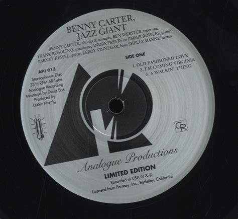 Jazz Giantbenny Carter Benny Carter 中古オーディオ 高価買取・販売 ハイファイ堂