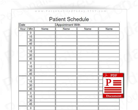 Patient Scheduling Template - Printable Word Searches