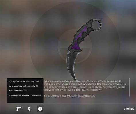 NÓŻ KOSA CS GO CSGO KARAMBIT Ultrafiolet 13679976271 oficjalne