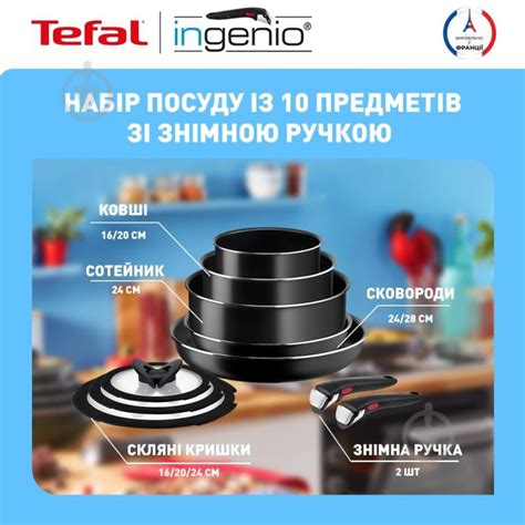 ᐉ Набір посуду Ingenio Easy Cook Clean 10 предметів L1539053 Tefal