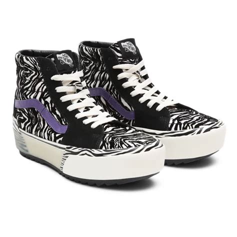 Zebra Sk8 Hi Stacked Shoes Black Vans