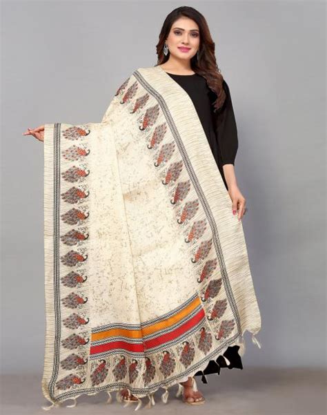 Buy Siril Women S Multicolor Color Printed Khadi Silk Dupatta Online At