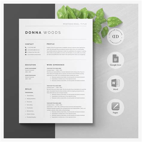 Google Docs Resume Template Resume Template Resume Template - Etsy | Modern resume template ...