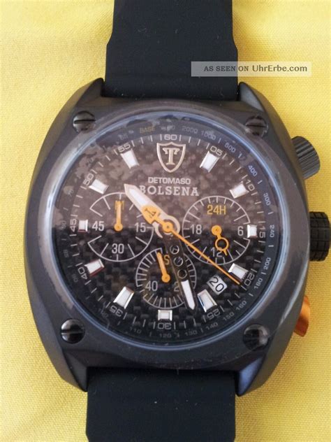 Detomaso Bolsena Herrenuhr Chronograph Edelstahl Schwarz Silikon Carbon