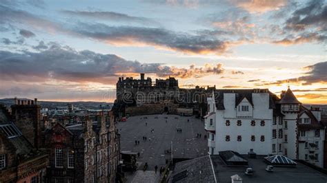 Ancient Edinburgh Castle on the Sunset Stock Image - Image of ...