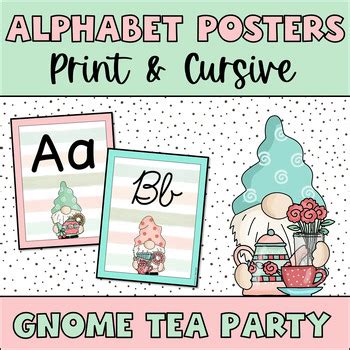 Back To School Whimsical Gnome Decor Print And Cursive Alphabet Posters