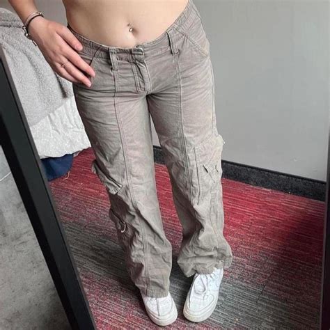 Urban Outfitters Cargos Y2k Low Rise Khaki Urban Depop