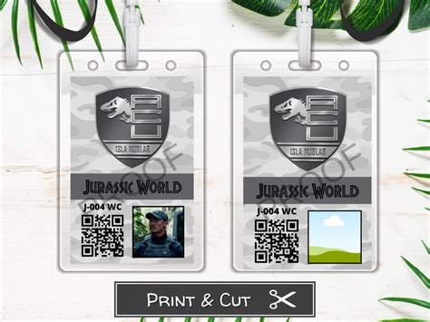 Jurassic World Acu Id Badge Editable Template Instant Etsy