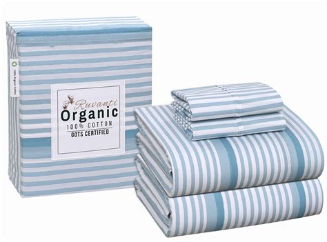 RUVANTI 100 Organic Cotton Sheets Queen Sheet Set Certified For