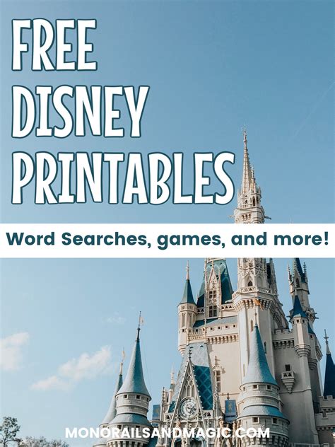 Free Disney Printables For Kids And Adults Monorails And Magic