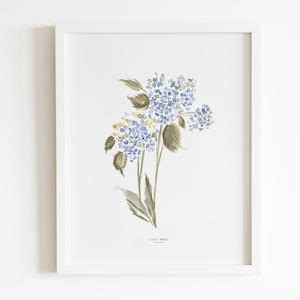 Blue Hydrangea Print for Aesthetic Room Decor, Botanical Artwork Ideal for Girls Room Decor, Art ...