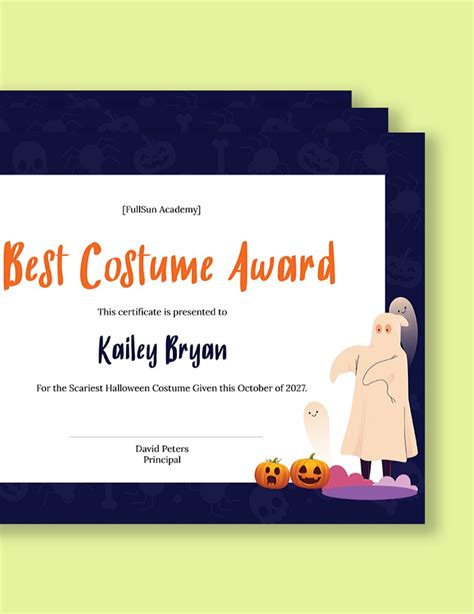 Halloween Costume Award Certificate Template in Illustrator, PSD ...