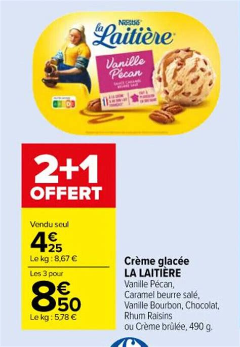 Promo Crème glacée LA LAITIÈRE Vanille Pécan Caramel beurre salé