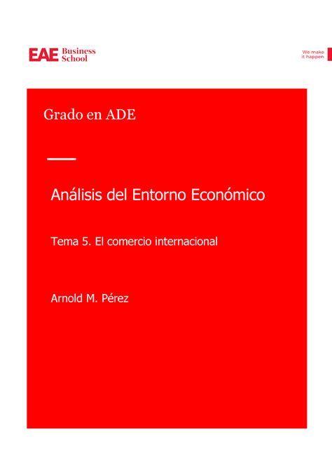 AEE 5 El comercio internacional Grado en ADE Análisis del Entorno