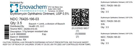 Erythromycin Ophthalmic Ointment Usp 05 Sterile Rx Only