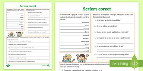 Exers M Scrierea Corect Fi De Lucru Scriem Corect Exers M