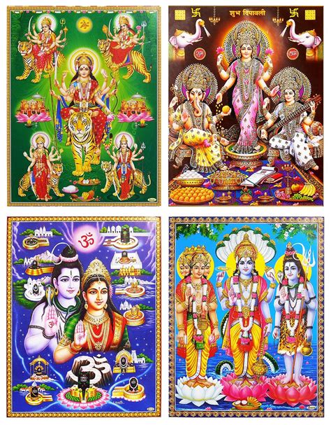 Set Of 4 Hindu Deity Posters