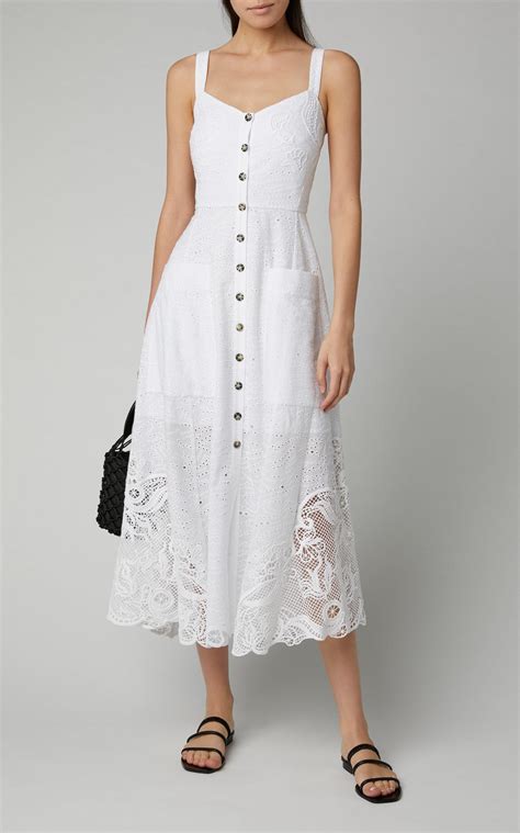 Saloni Fara B Broderie Anglaise Cotton Midi Dress In White Save 21