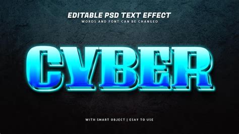 Effet De Texte Cyber D Blue Glow Modifiable Psd Premium